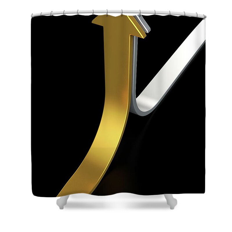 Teamwork Shower Curtain featuring the digital art Golden And Silver Arrows #3 by Bjorn Holland