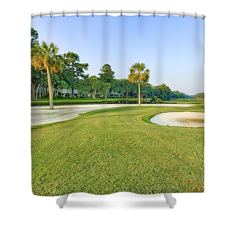 Abstract Shower Curtain featuring the photograph Golf Course by Peter Lakomy