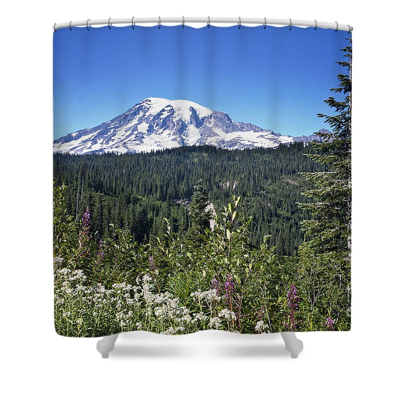 Cascades Mountains Shower Curtain featuring the photograph Mount Ranier #3 by Ronald Lutz