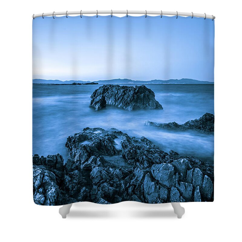 Water's Edge Shower Curtain featuring the photograph Rocky Coastline #3 by Mmac72