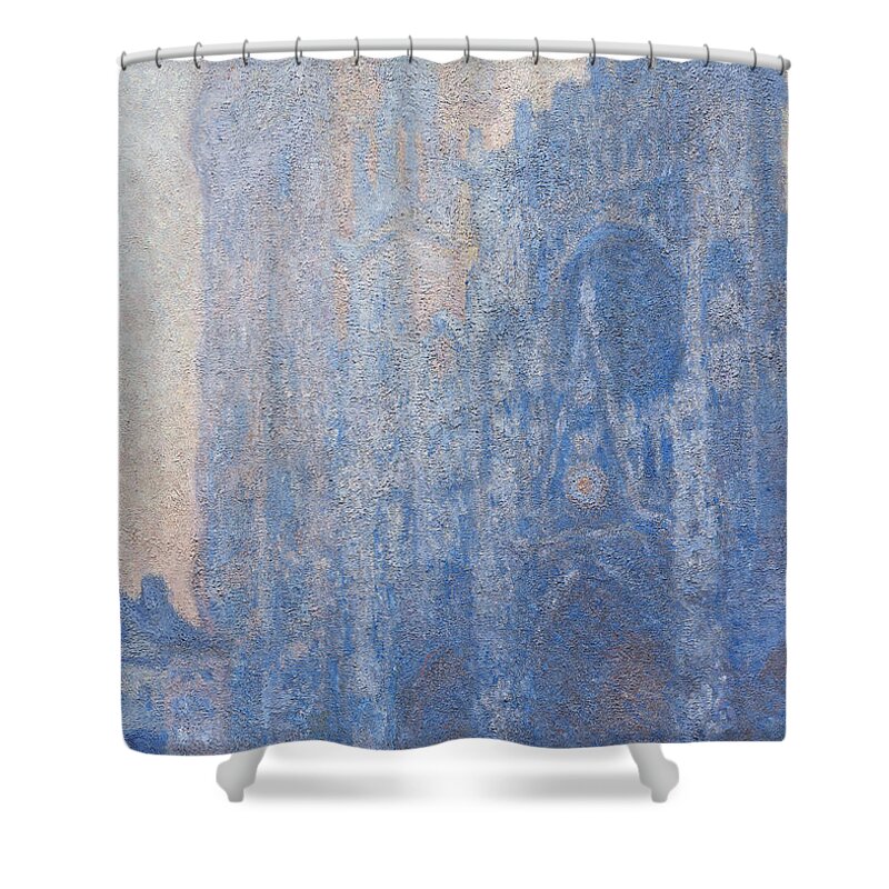 Claude Monet Shower Curtain featuring the painting Rouen Cathedral Facade #4 by Claude Monet