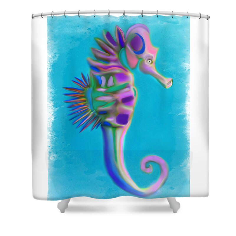 Seahorse Shower Curtain featuring the painting The Pretty Seahorse by Deborah Boyd