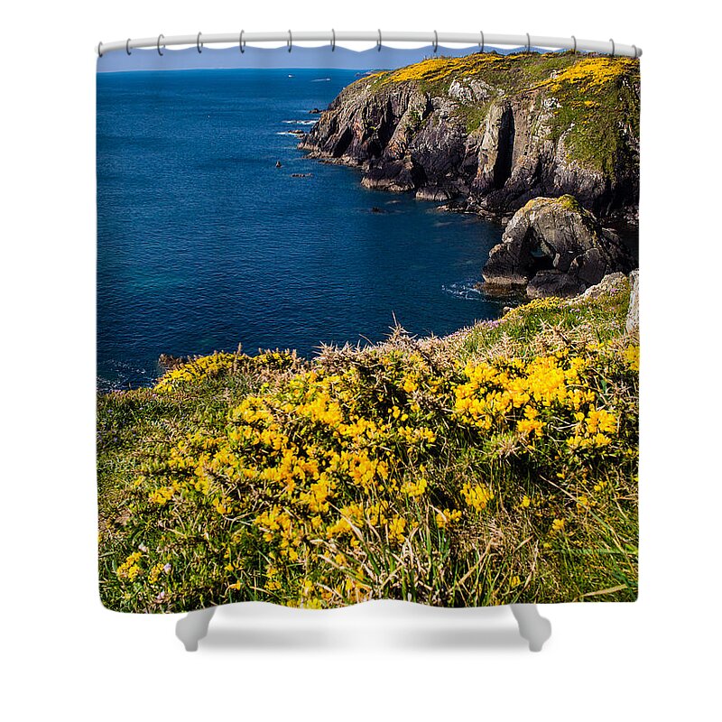 Birth Place Shower Curtain featuring the photograph St Non's Bay Pembrokeshire by Mark Llewellyn