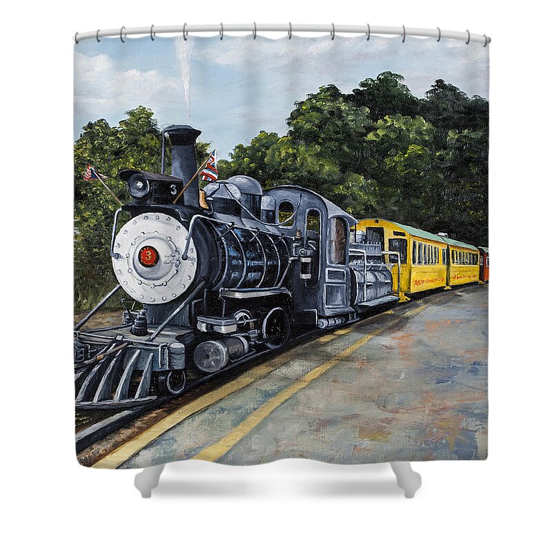 Transportation Shower Curtain featuring the painting Sugar Cane Train #2 by Darice Machel McGuire