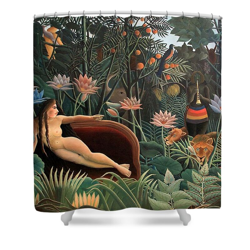 Henri Rousseau Shower Curtain featuring the painting The Dream by Henri Rousseau