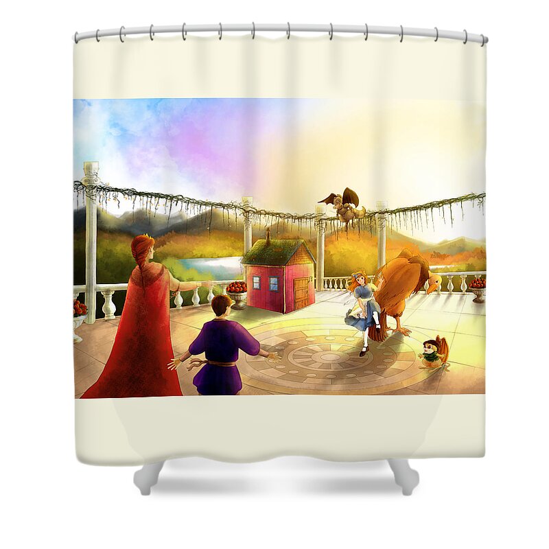 Fantasy Shower Curtain featuring the painting The Palace Balcony #2 by Reynold Jay