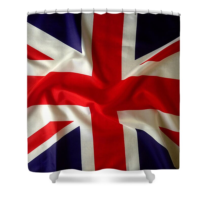 Background Shower Curtain featuring the photograph Union Jack #3 by Les Cunliffe