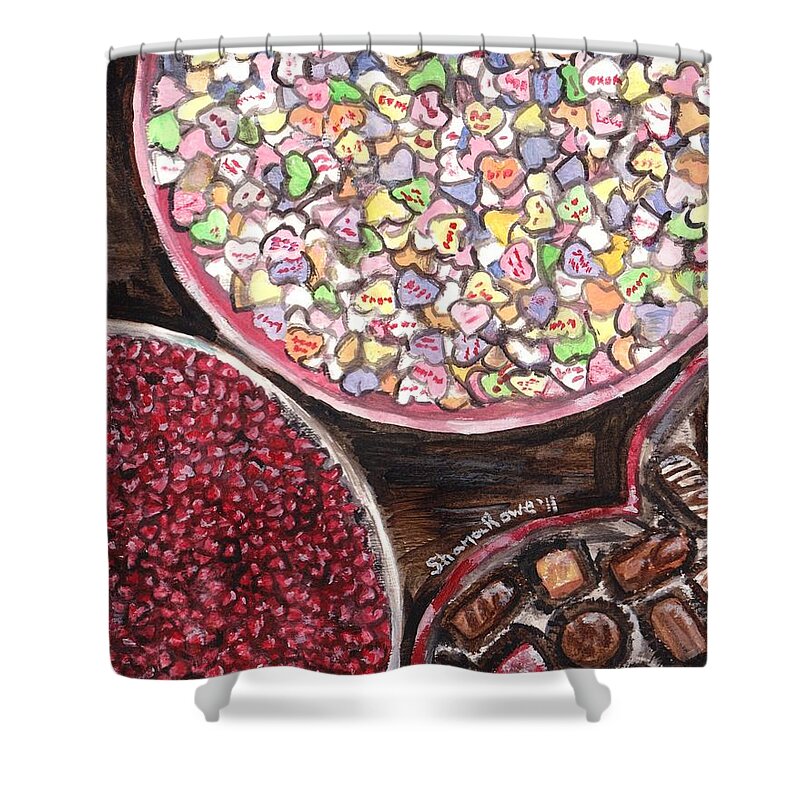 Candy Shower Curtain featuring the painting Valentines Day Candy by Shana Rowe Jackson