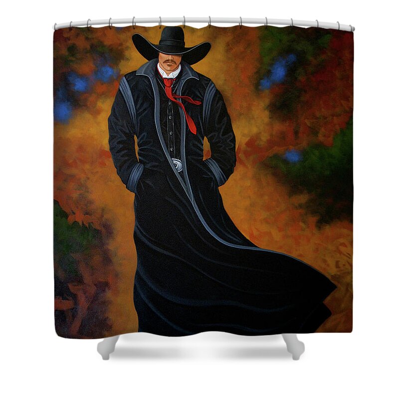New West Shower Curtain featuring the painting West Bound by Lance Headlee