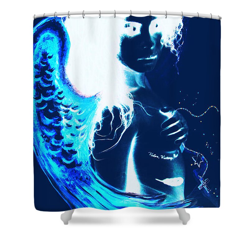 Giorgio Shower Curtain featuring the mixed media When Heaven and Earth Collide 1 by Giorgio Tuscani