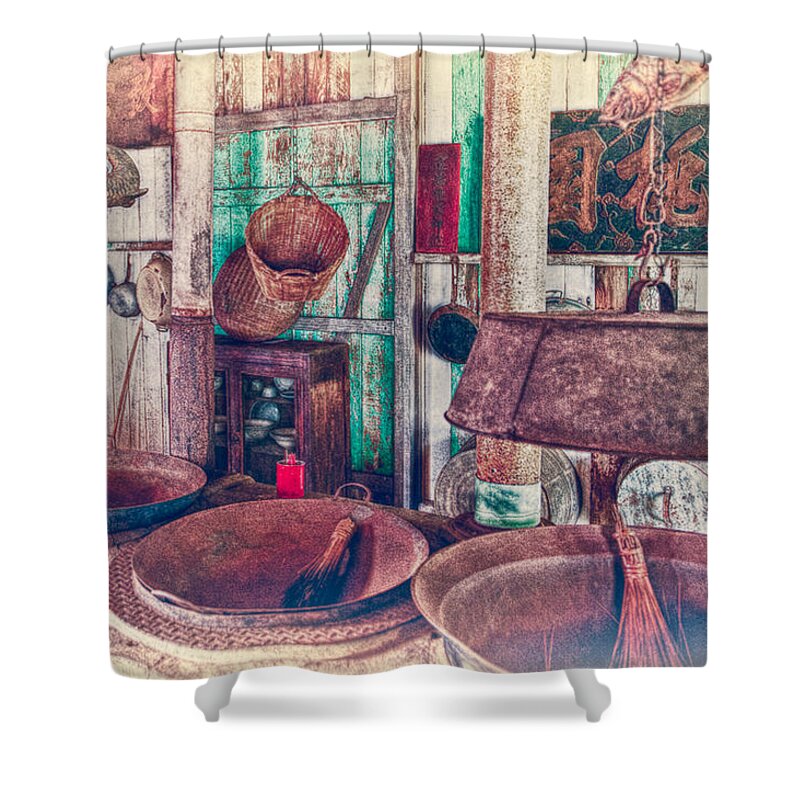 Hdr Shower Curtain featuring the photograph 3-Wok Kitchen by Jim Thompson