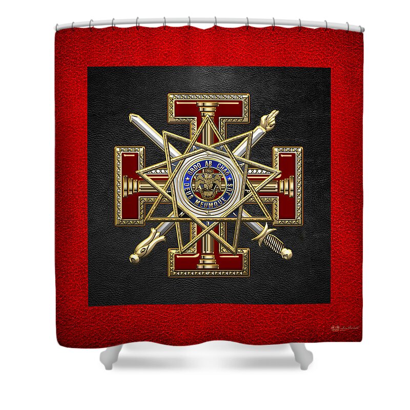 'ancient Brotherhoods' Collection By Serge Averbukh Shower Curtain featuring the digital art 33rd Degree Mason - Inspector General Masonic Jewel by Serge Averbukh