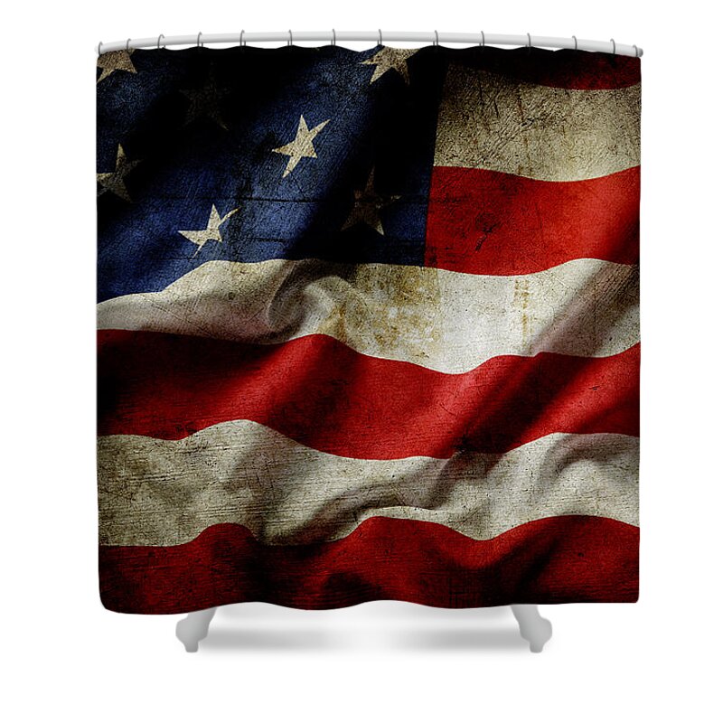 Flag Shower Curtain featuring the photograph American flag 65 by Les Cunliffe
