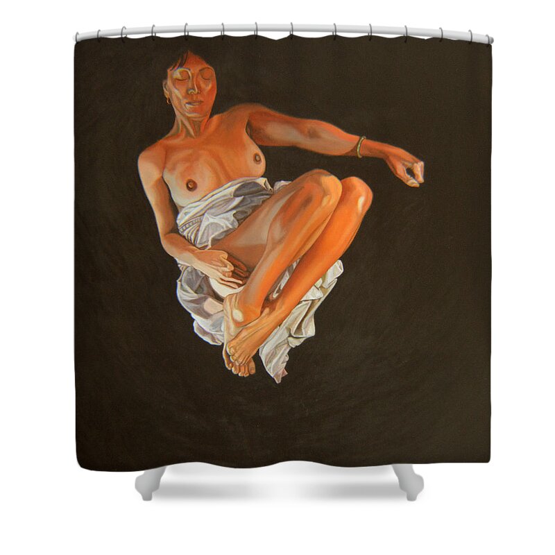 Semi-nude Shower Curtain featuring the painting 4 30 Am by Thu Nguyen