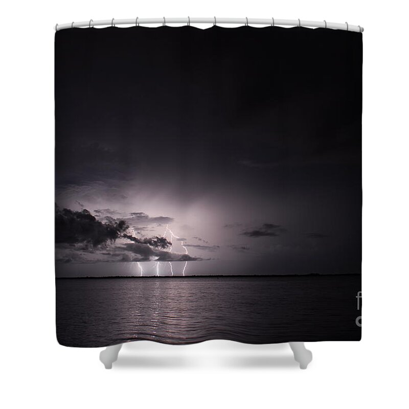 Powerful Shower Curtain featuring the photograph 4 Bolts From Above by Quinn Sedam