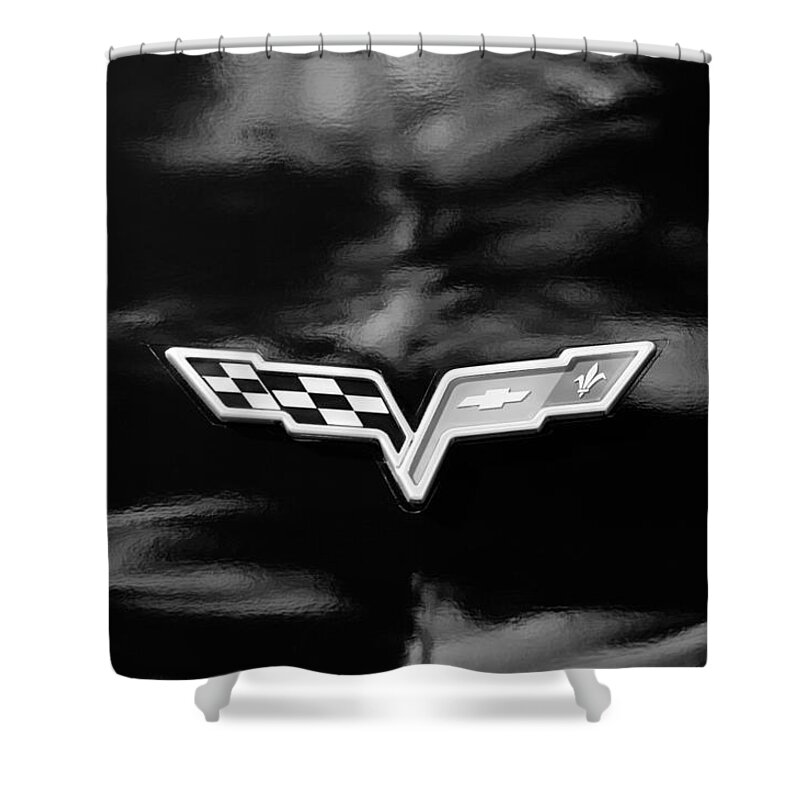 Chevrolet Corvette Emblem Shower Curtain featuring the photograph Chevrolet Corvette Emblem #4 by Jill Reger