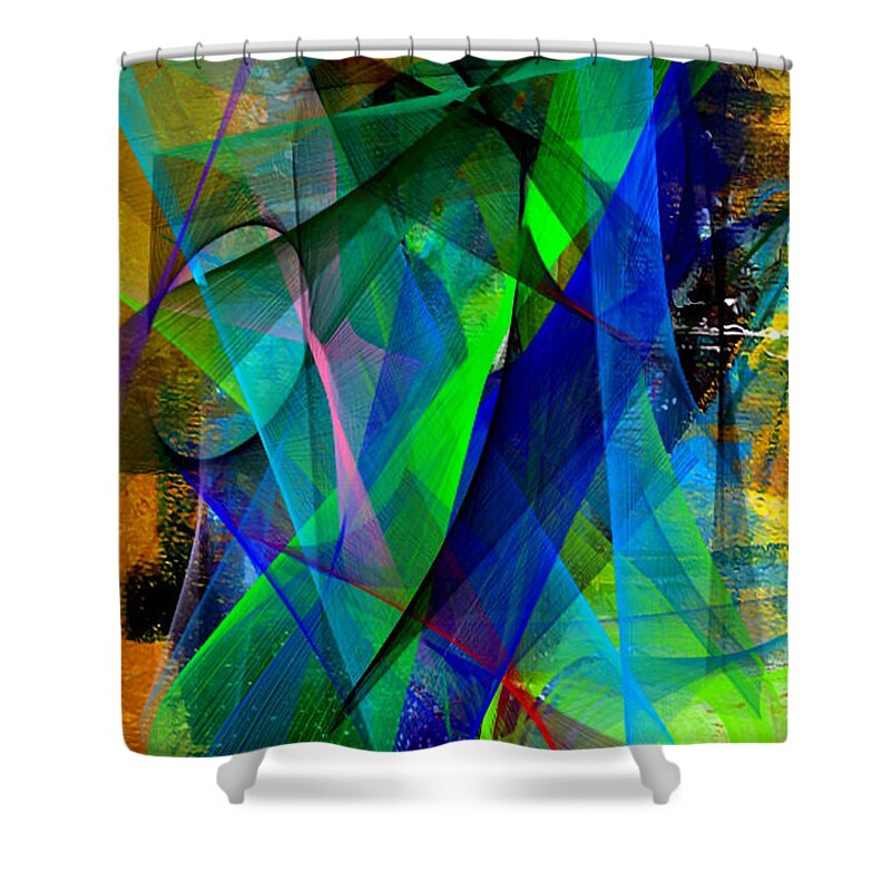 Abstract Art Shower Curtain featuring the digital art Color Symphony #9 by Rafael Salazar