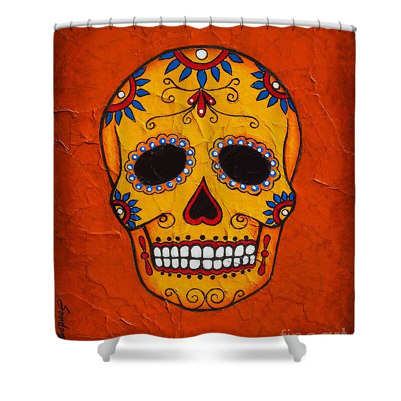 Day Of The Dead Shower Curtain featuring the painting Day of the Dead #4 by Joseph Sonday