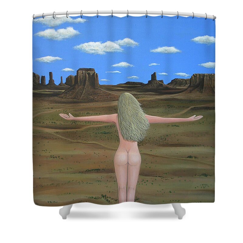Mountains Shower Curtain featuring the painting Freedom by Lance Headlee