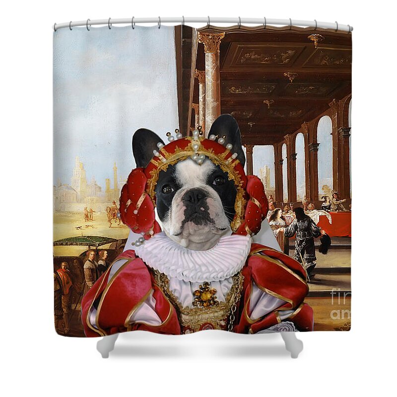 French Bulldog Shower Curtain featuring the painting French Bulldog Art Canvas Print #4 by Sandra Sij