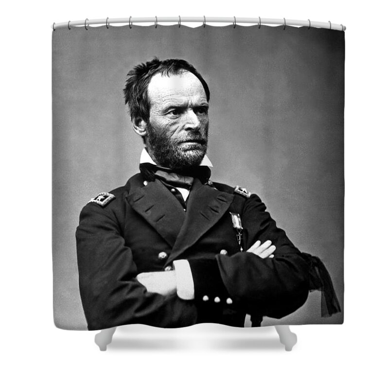 General Sherman Shower Curtain featuring the photograph General William Tecumseh Sherman by War Is Hell Store