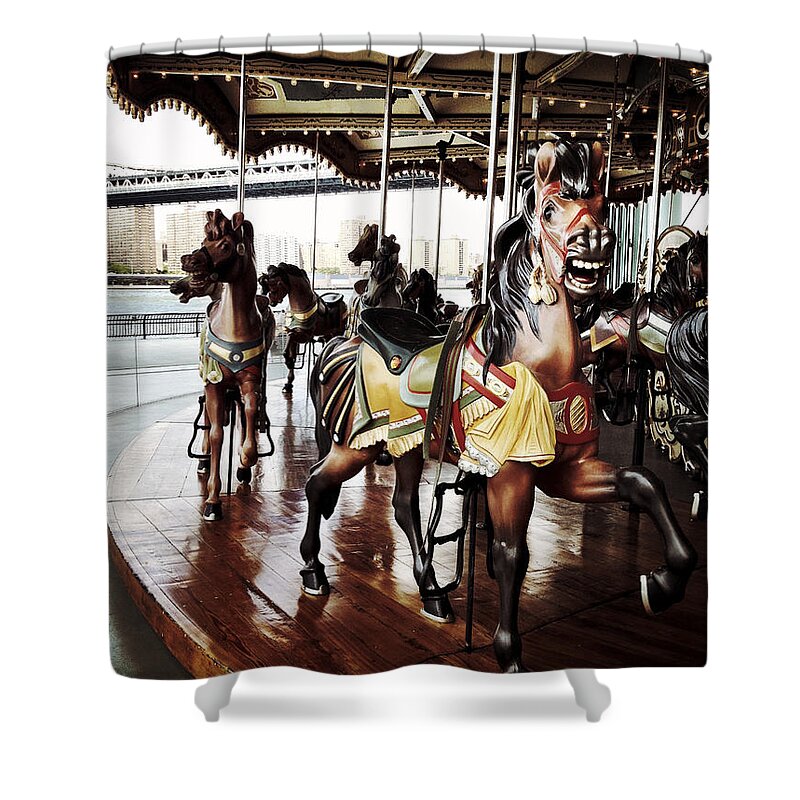 New York Shower Curtain featuring the photograph Jane's Carousel #5 by Natasha Marco