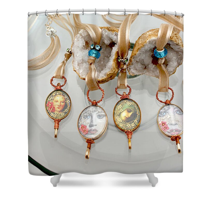 Jewelry Shower Curtain featuring the jewelry Jewelry by Judy Henninger