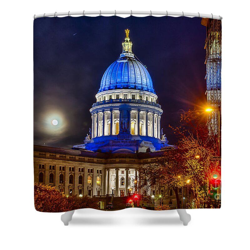 Blue Shower Curtain featuring the photograph Madison Capitol by Steven Ralser