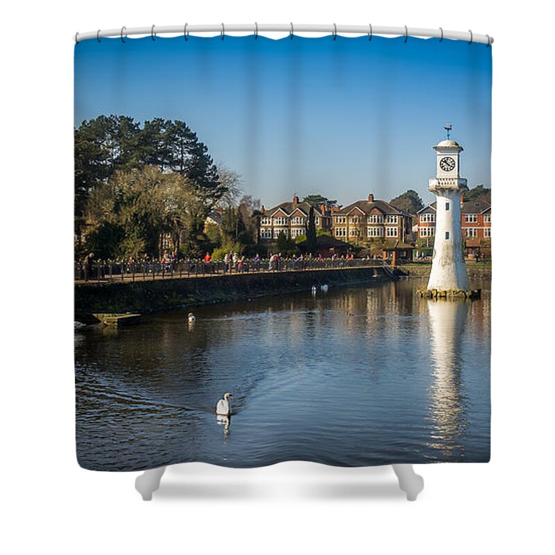 Memorial Shower Curtain featuring the photograph Roath Park Lighthouse #4 by Mark Llewellyn