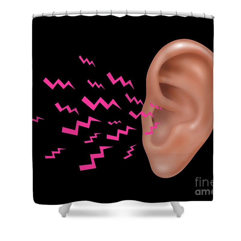 Illustration Shower Curtain featuring the photograph Sound Entering Human Outer Ear by Gwen Shockey