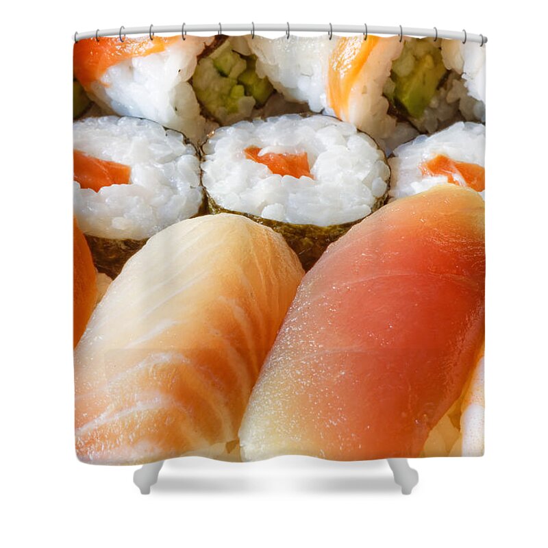 Appetizer Shower Curtain featuring the photograph Sushi #4 by Peter Lakomy