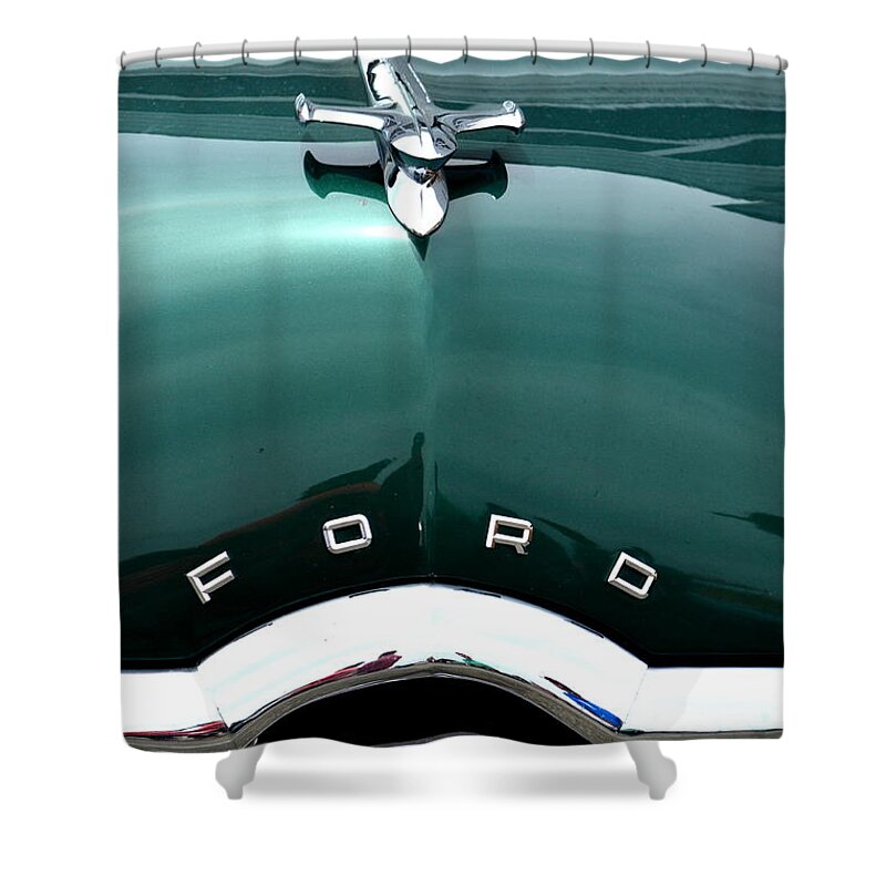 Ford Hotrod Shower Curtain featuring the photograph Woodie Detail #5 by Dean Ferreira