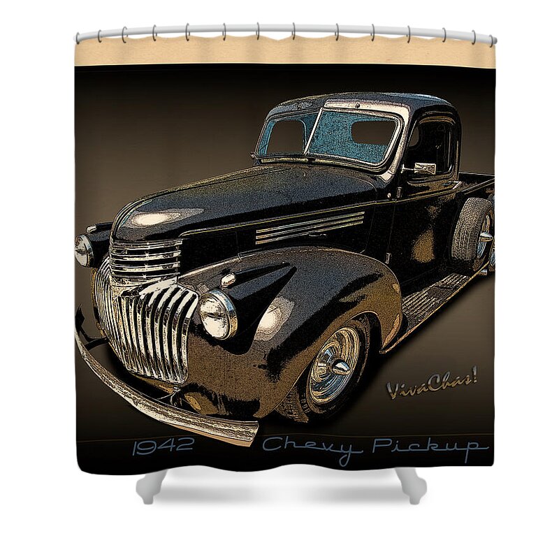 Hot Rod Art Shower Curtain featuring the photograph 42 Chevy Pickup Rat Rod by Chas Sinklier