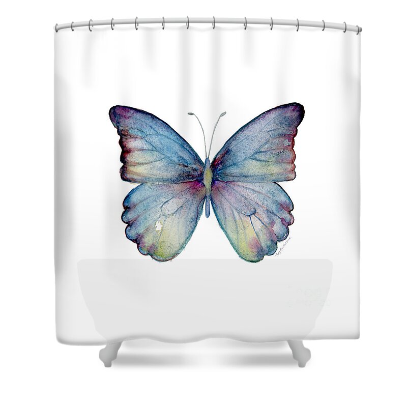 Celestina Shower Curtain featuring the painting 43 Blue Celestina Butterfly by Amy Kirkpatrick