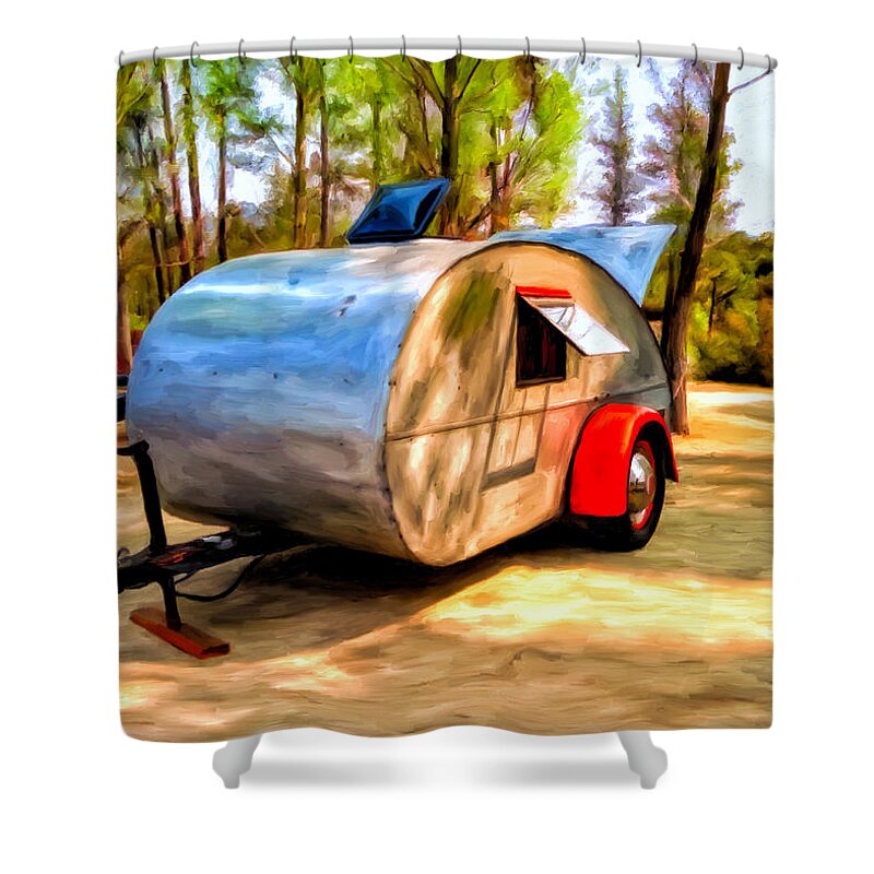 Vintage Travel Trailer Shower Curtain featuring the painting 47 Teardrop by Michael Pickett