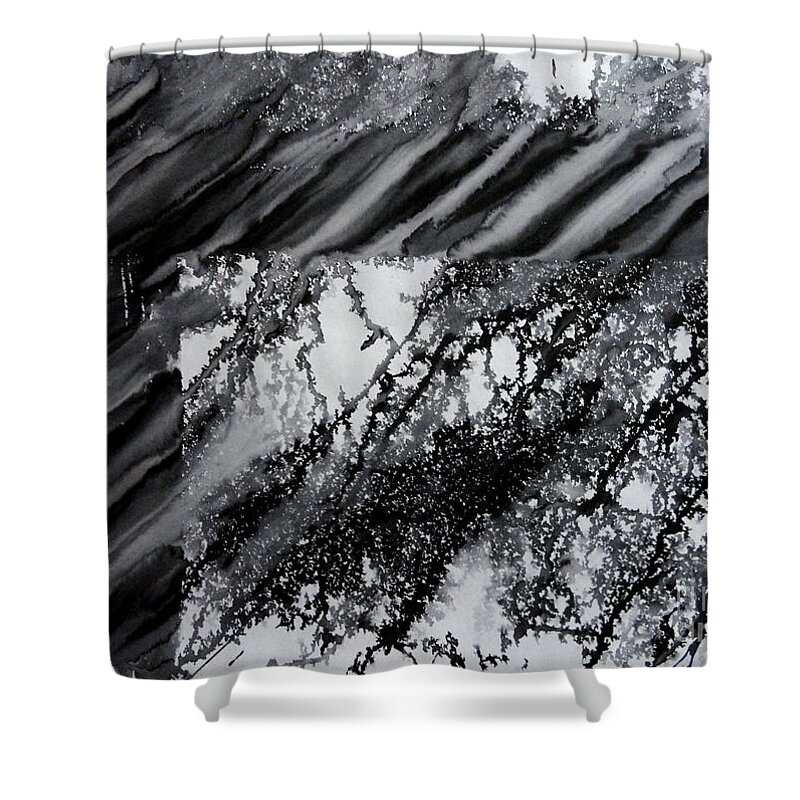 Art Shower Curtain featuring the painting Fencing -3 by Tamal Sen Sharma