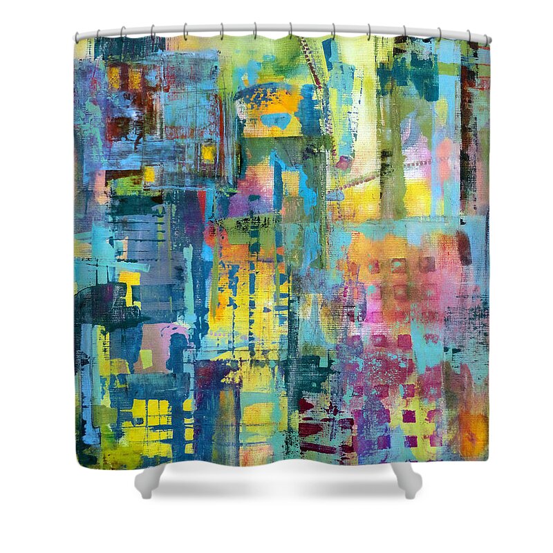 Cities Shower Curtain featuring the painting Cityscape #5 by Katie Black