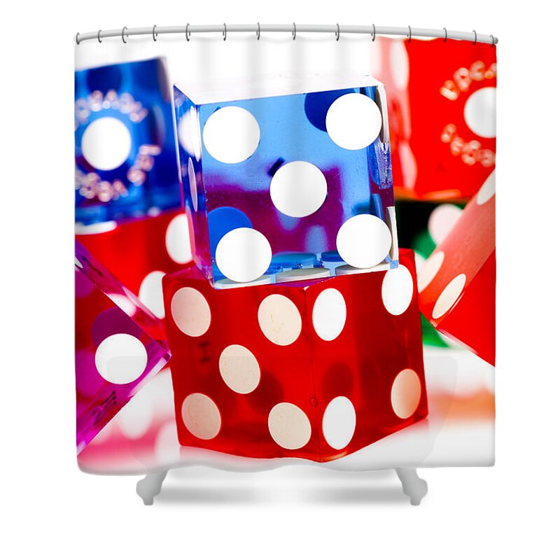 Las Vegas Shower Curtain featuring the photograph Colorful Dice #5 by Raul Rodriguez