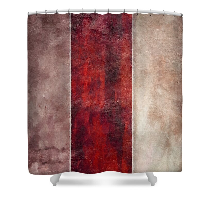 Abstract Shower Curtain featuring the mixed media 5 Fire by Angelina Tamez