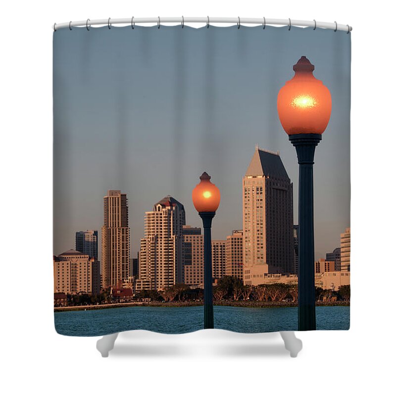 Tranquility Shower Curtain featuring the photograph San Diego Skyline #5 by Mitch Diamond