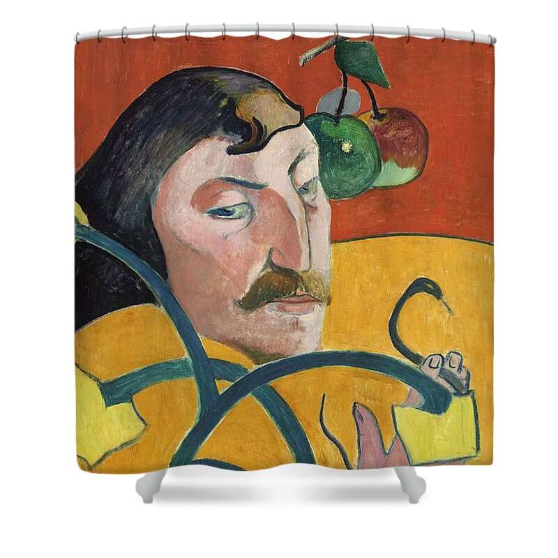 Paul Gauguin Shower Curtain featuring the painting Self Portrait #5 by Paul Gauguin