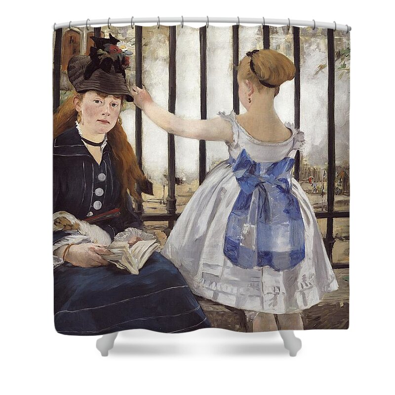 Edouard Manet Shower Curtain featuring the painting The Railway #5 by Edouard Manet