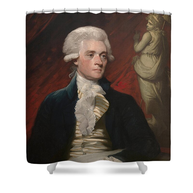 Thomas Jefferson Shower Curtain featuring the painting Thomas Jefferson - By Mather Brown by War Is Hell Store
