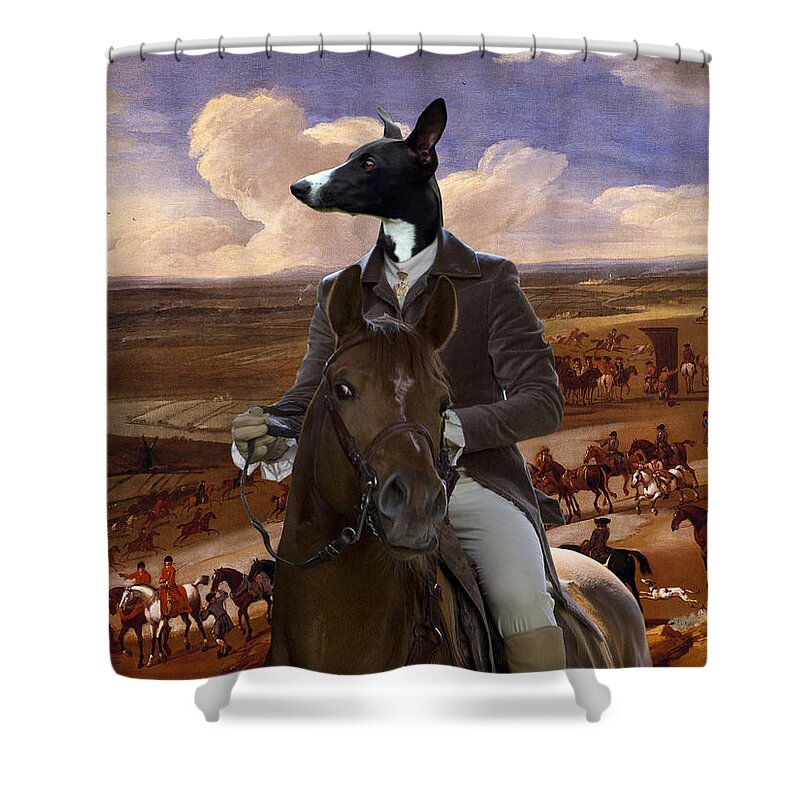 Whippet Shower Curtain featuring the painting Whippet Art Canvas Print #5 by Sandra Sij