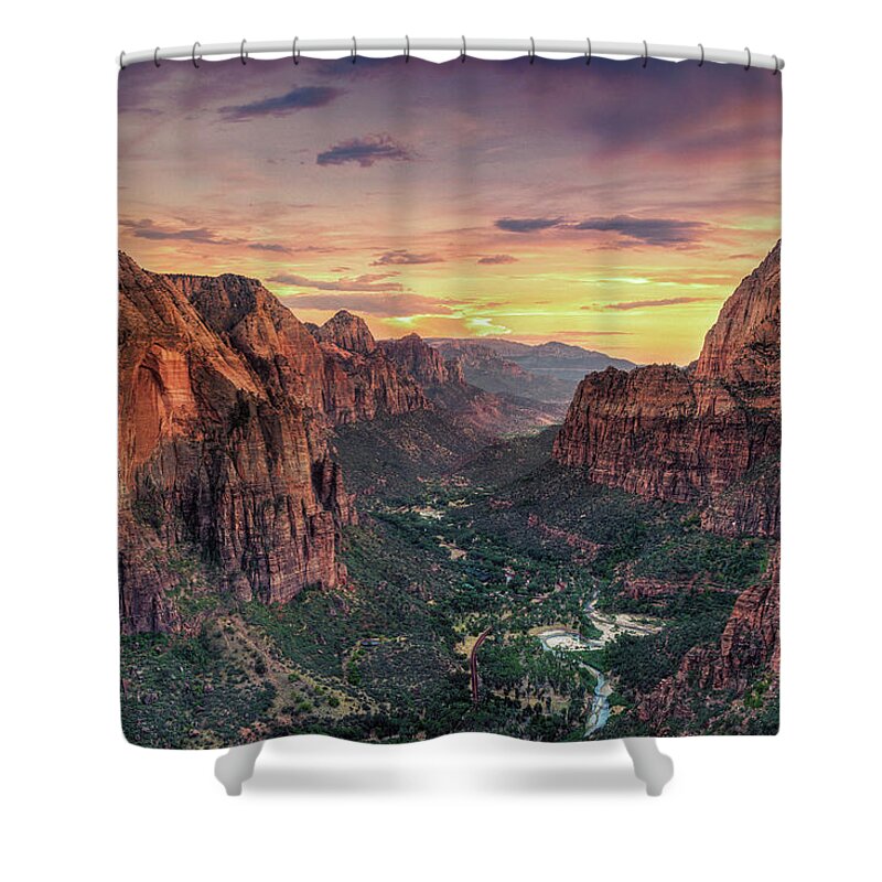 Scenics Shower Curtain featuring the photograph Zion Canyon National Park by Michele Falzone