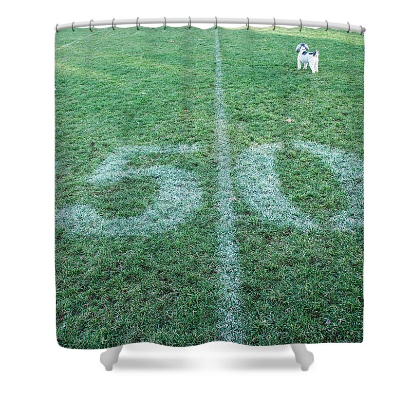 Football Field Shower Curtain featuring the photograph 50 Yard Mascot by Keith Armstrong