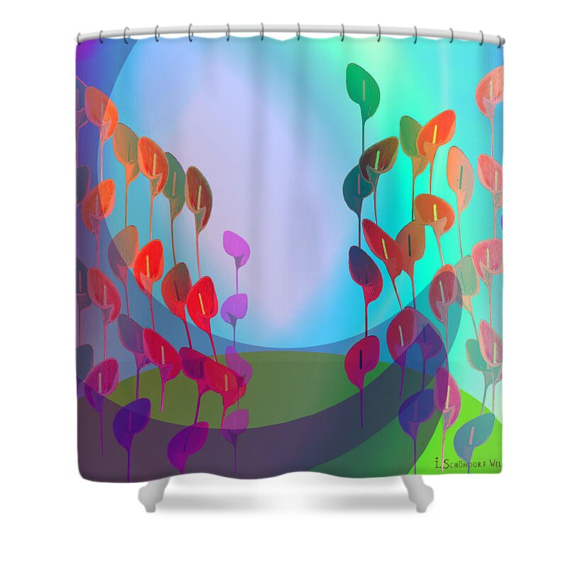 510 Shower Curtain featuring the painting 510 - Pastel Flowers ... by Irmgard Schoendorf Welch