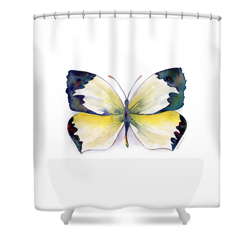 Mexican Shower Curtain featuring the painting 55 Mexican Yellow Butterfly by Amy Kirkpatrick