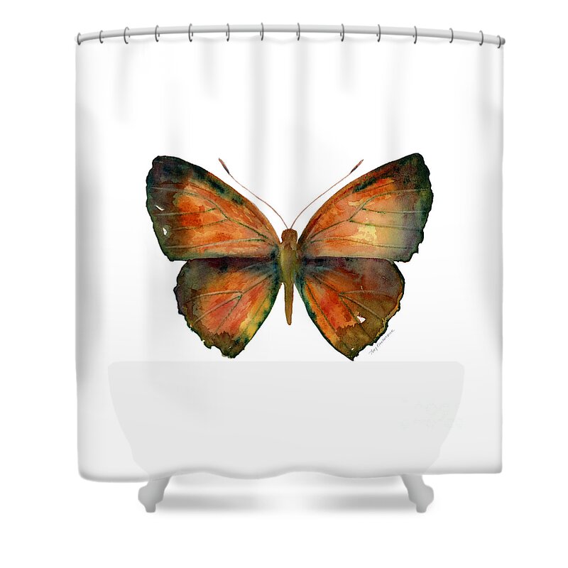 Copper Jewel Shower Curtain featuring the painting 56 Copper Jewel Butterfly by Amy Kirkpatrick