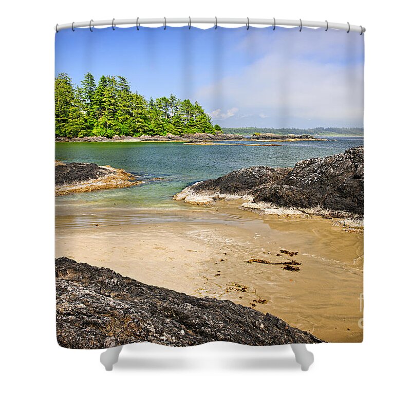 Pacific Shower Curtain featuring the photograph Coast of Pacific ocean on Vancouver Island 2 by Elena Elisseeva